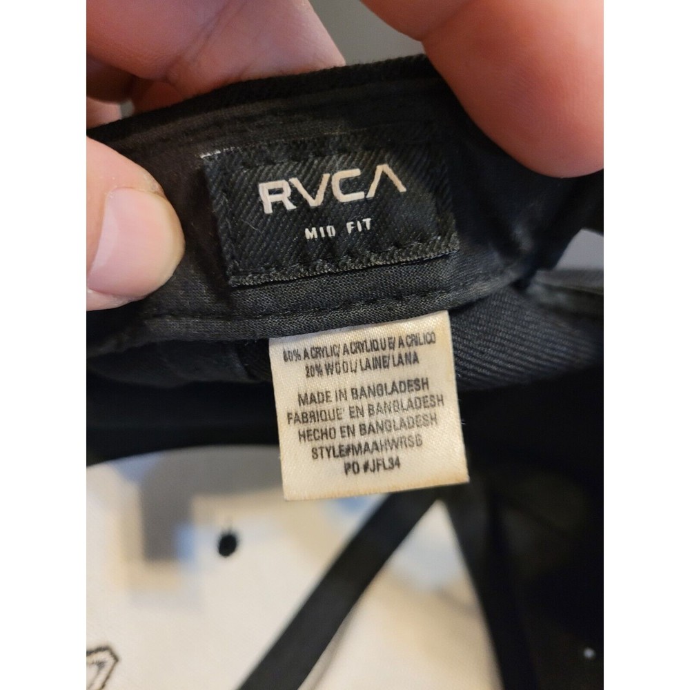 RVCA Hat Cap Snapback II Mid Fit One Size Black Adjustable Twill - Picture 7 of 7